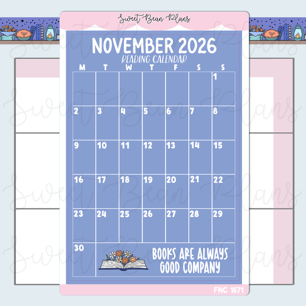 November 2026 Reading Calendar Stickers | Fnc 1671