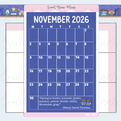 November 2026 Calendar Sticker | Fnc 1677