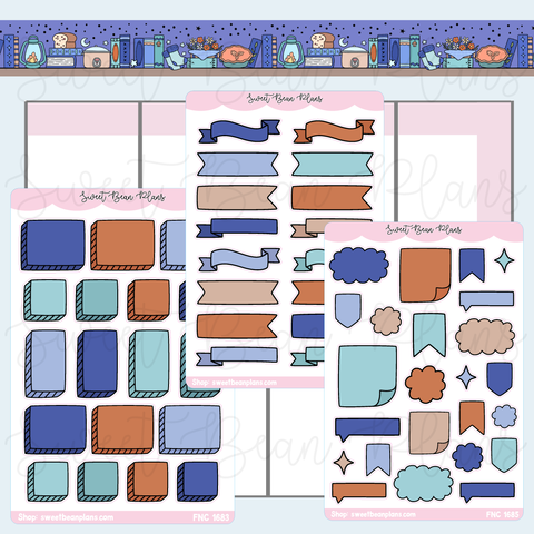 Navy Bullet Journal Sticker Bundle | Fnc 1683-85