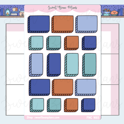 Navy Bullet Journal Boxes Stickers | Fnc 1683