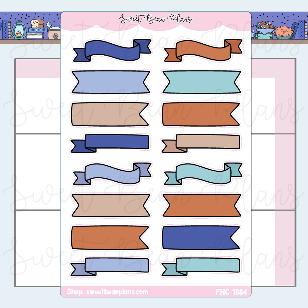 Navy Bullet Journal Banners Stickers | Fnc 1684