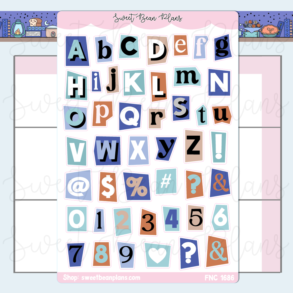 Navy Cutout Letters Stickers | Fnc 1686