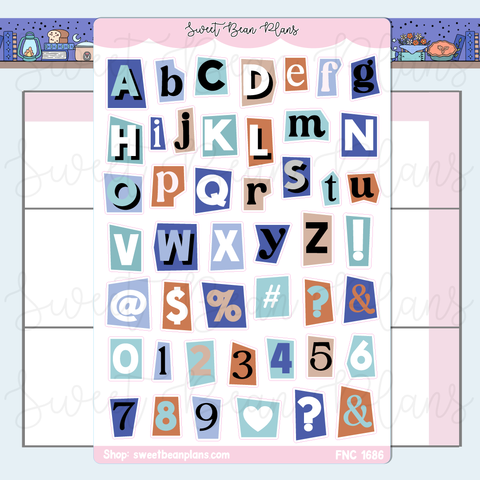Navy Cutout Letters Stickers | Fnc 1686