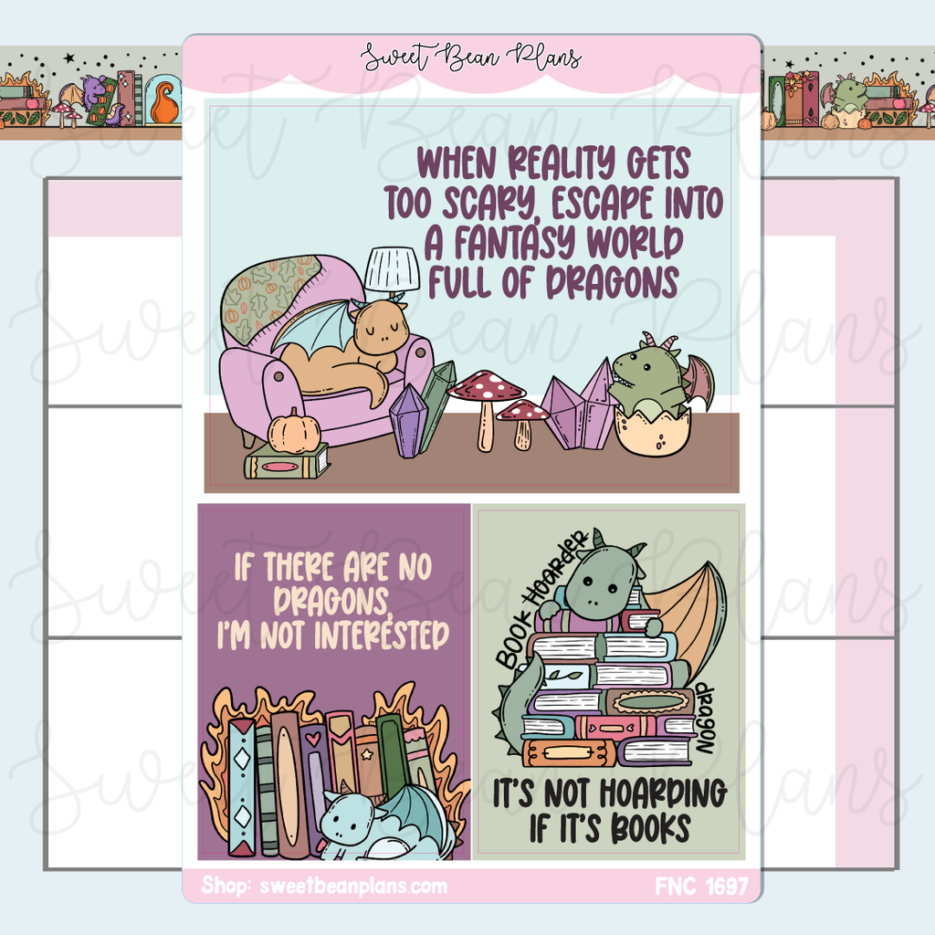 Cozy Bookdragon Large Stickers | Fnc 1697