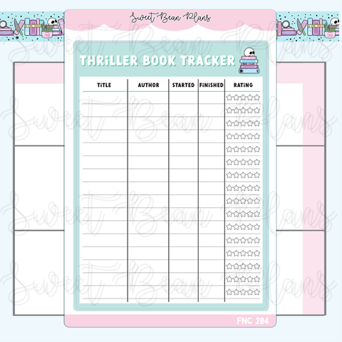 Thriller Book Tracker Large Functional Vinyl Planner Sticker | Fnc 284