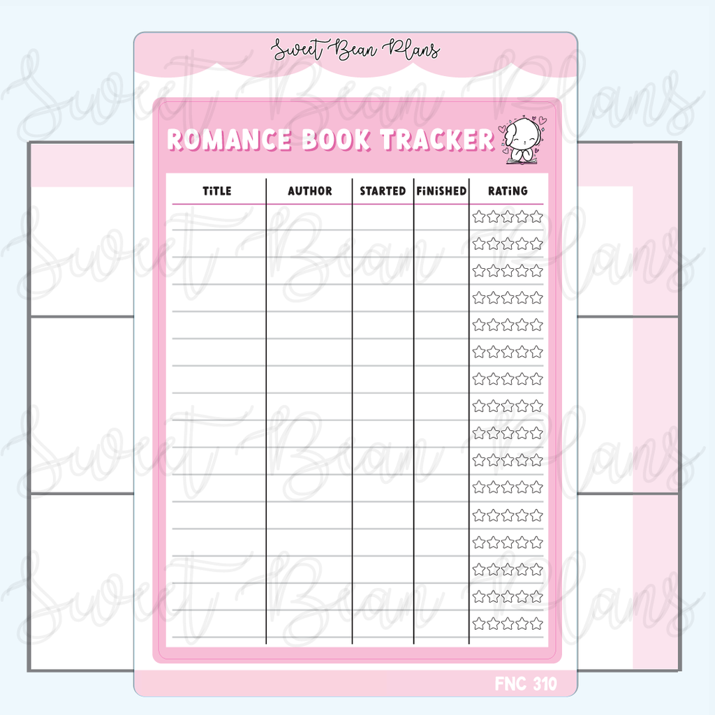 Romance Book Tracker Large Functional Vinyl Planner Sticker | Fnc 310