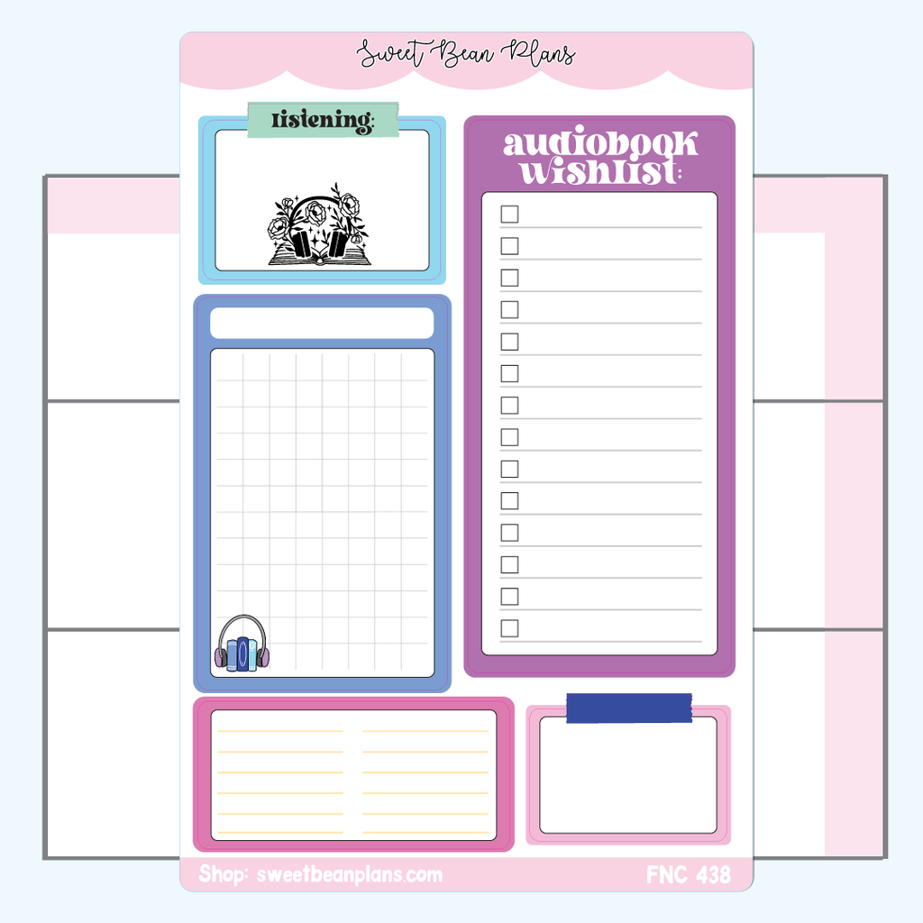 Audiobook Large Functional Vinyl Planner Sticker | Fnc 438