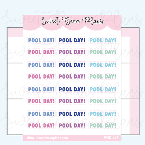 Pool Day Words Vinyl Planner Stickers | Fnc 443