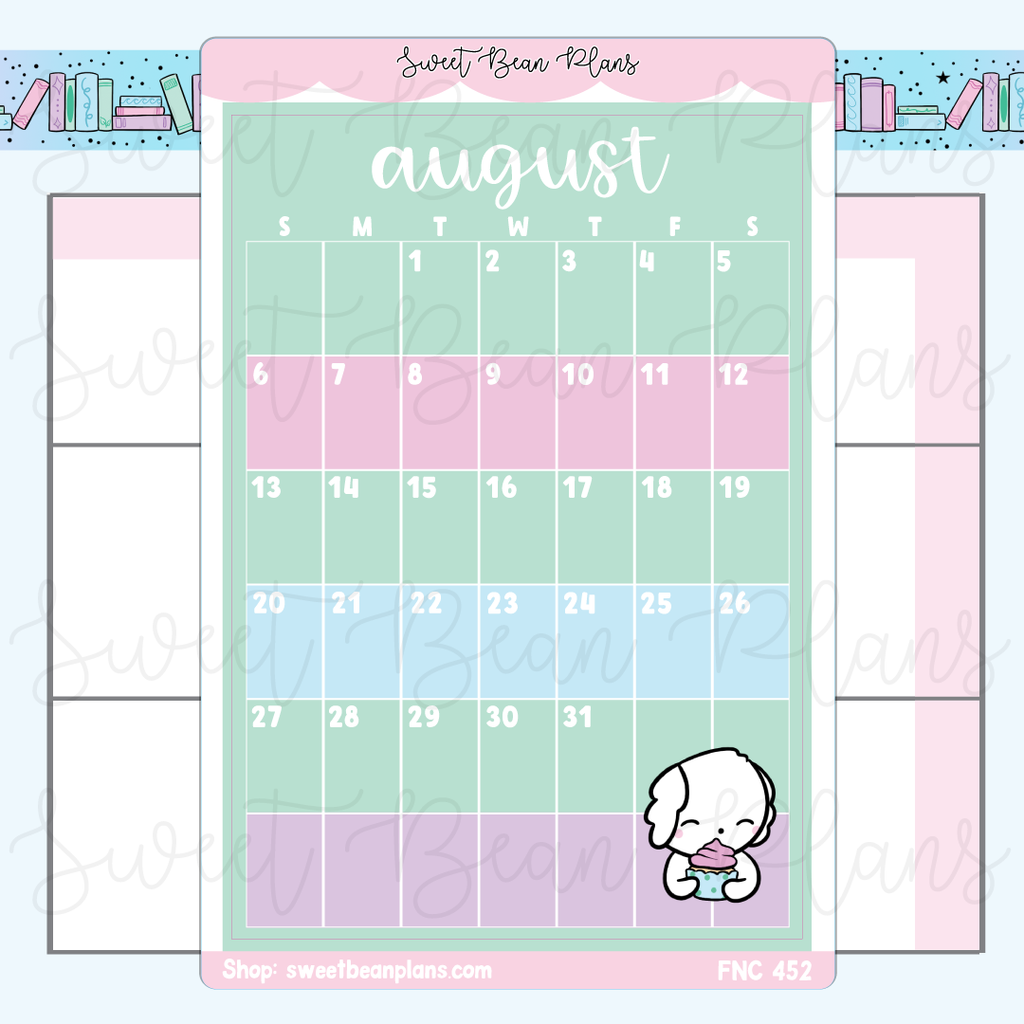 August Large Calendar Vinyl Planner Sticker (2023)| Fnc 452
