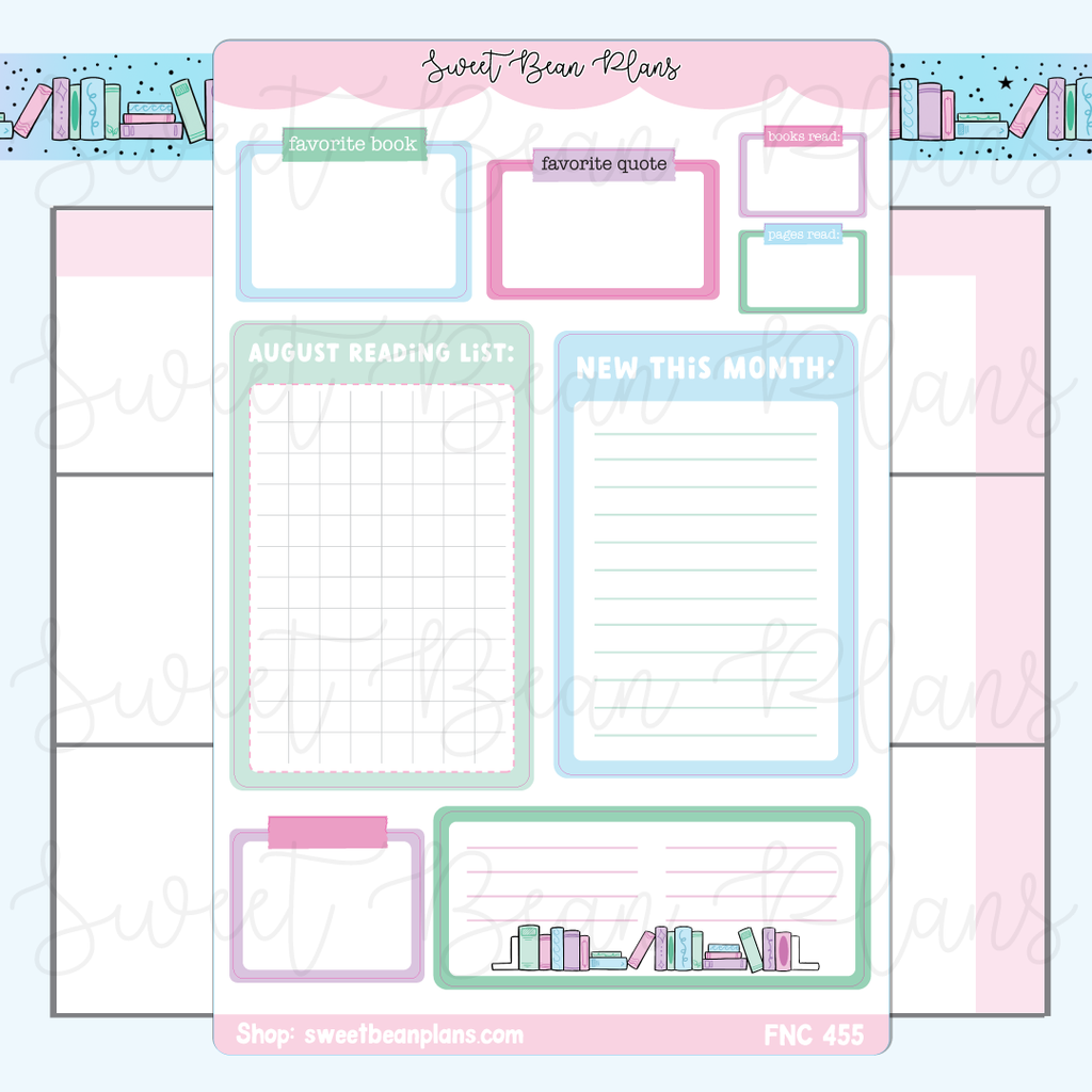 August Reading Large Functional Vinyl Planner Stickers | Fnc 455