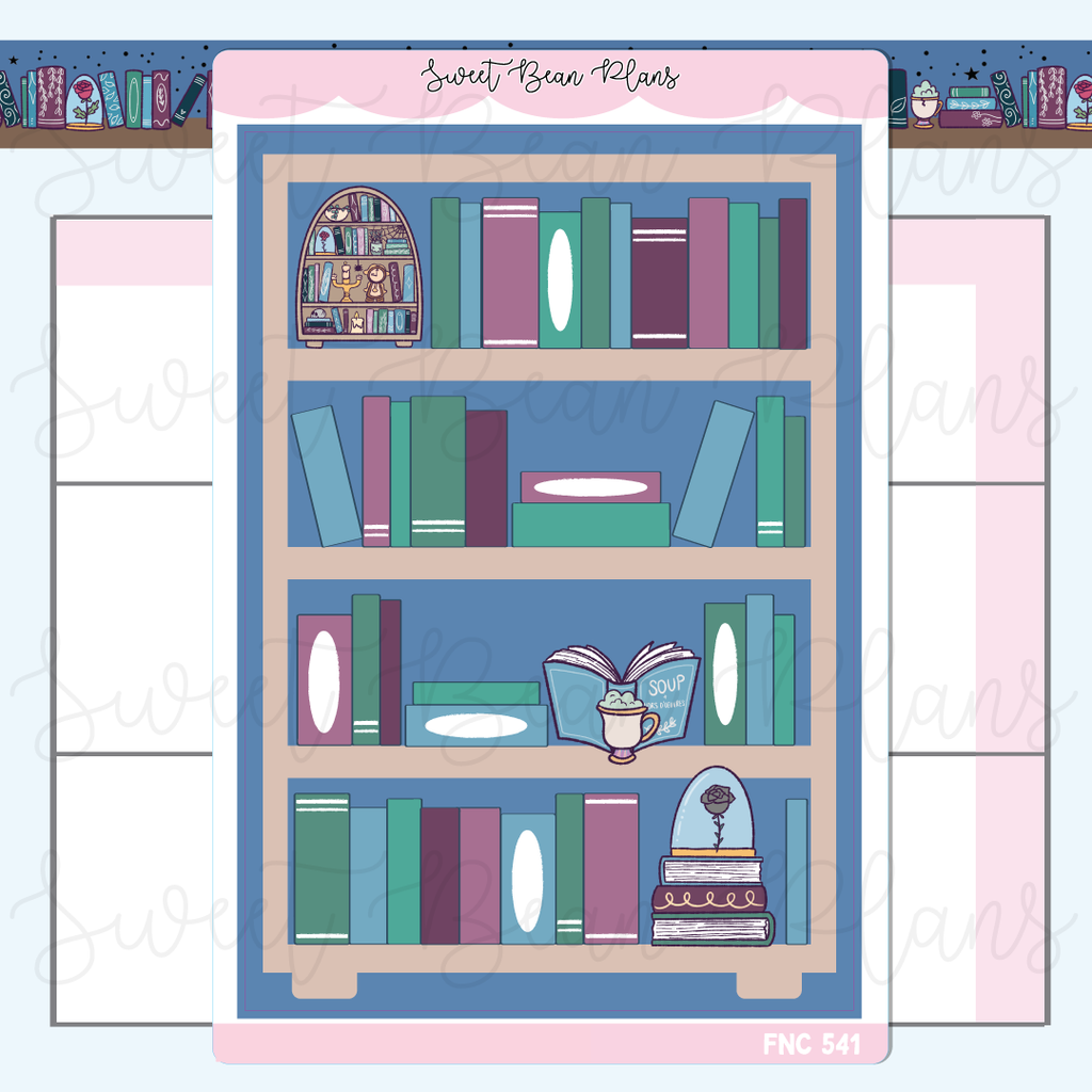 Belle's Spooky Bookshelf Large Vinyl Planner Sticker | Fnc 541