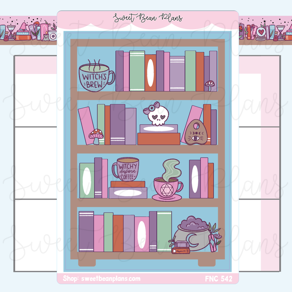 Witchy Bookshelf Large Vinyl Planner Sticker | Fnc 542