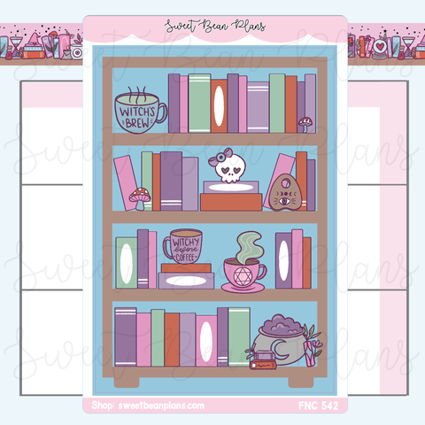 Witchy Bookshelf Large Vinyl Planner Sticker | Fnc 542