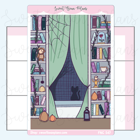 Belle's Spooky Library Large Vinyl Planner Sticker | Fnc 547