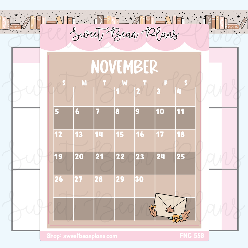 November Medium Calendar Vinyl Planner Stickers (2023) | Fnc 558