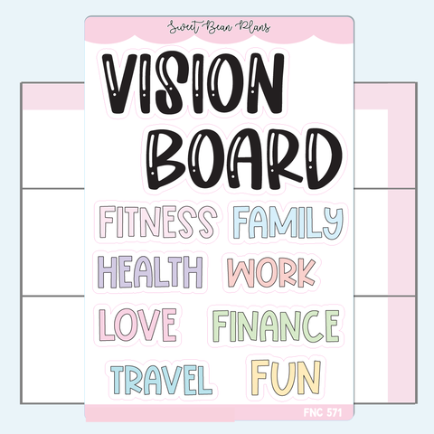 2024 Vision Board Vinyl Planner Stickers | Fnc 571