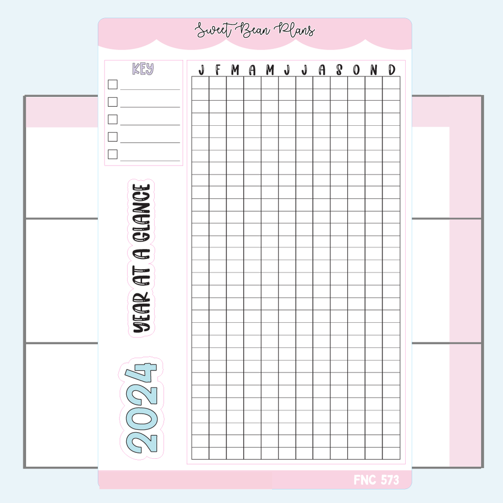 2024 Year at a Glance Vinyl Planner Stickers | Fnc 573