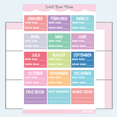 2024 Monthly Reading Stats Vinyl Planner Stickers | Fnc 587