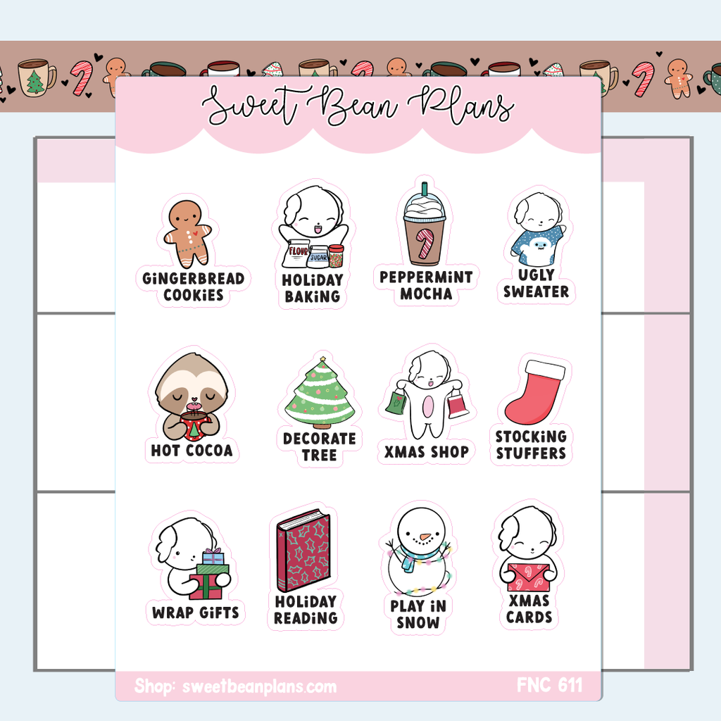 Christmas Bucket List Vinyl Planner Stickers | Fnc 611