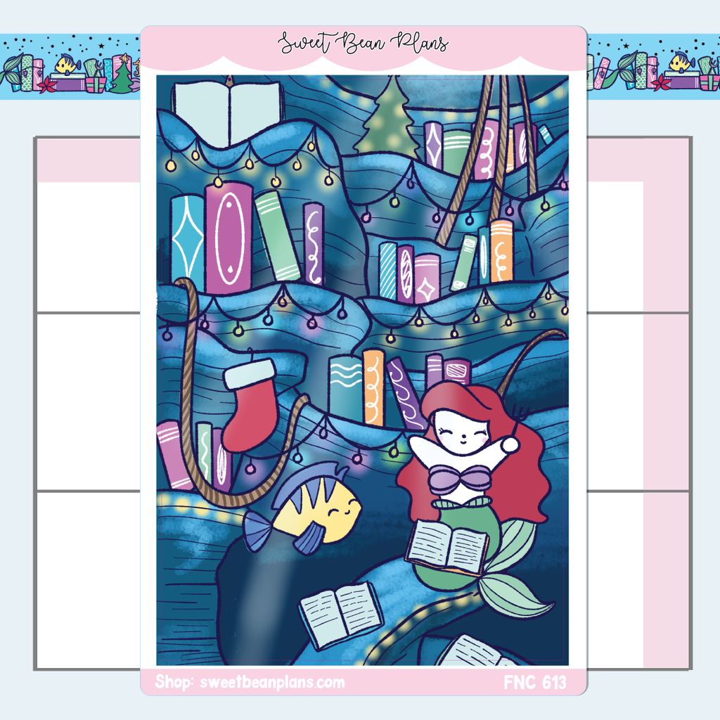 Merry Mermaid Scene Large Vinyl Planner Sticker | Fnc 613