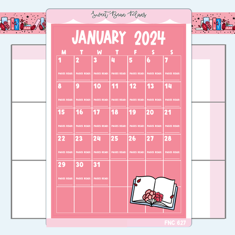 January Reading Calendar Large Vinyl Planner Stickers | Fnc 627