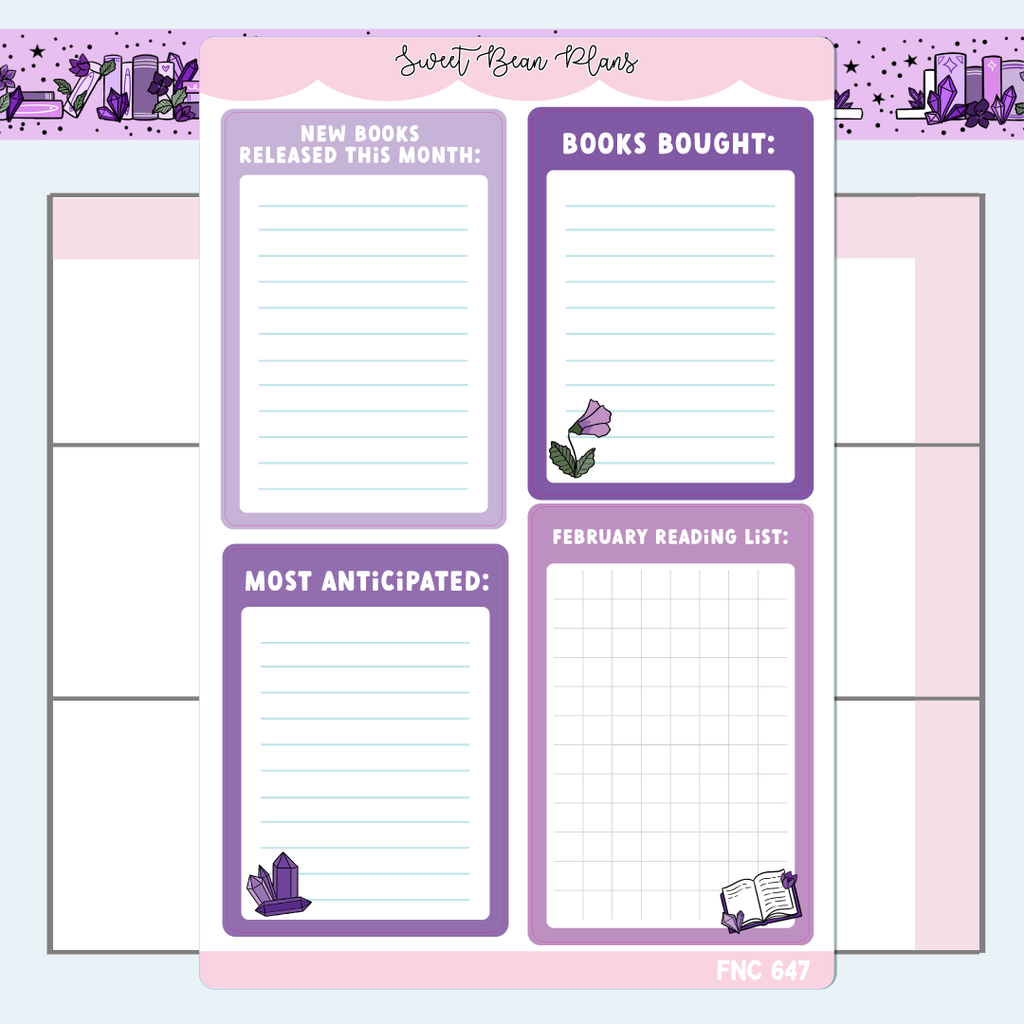 February Reading Functional Vinyl Planner Stickers | Fnc 647