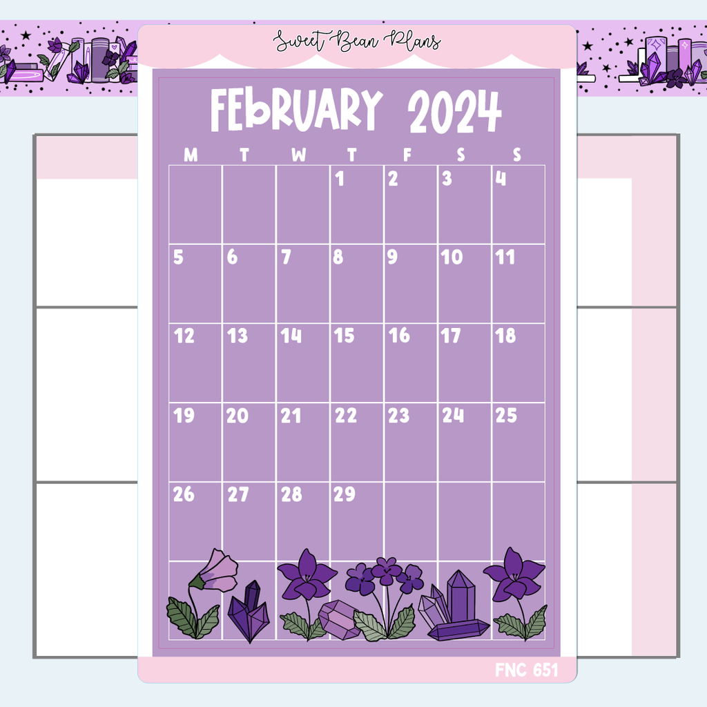 February 2024 Calendar Large Vinyl Planner Stickers | Fnc 651
