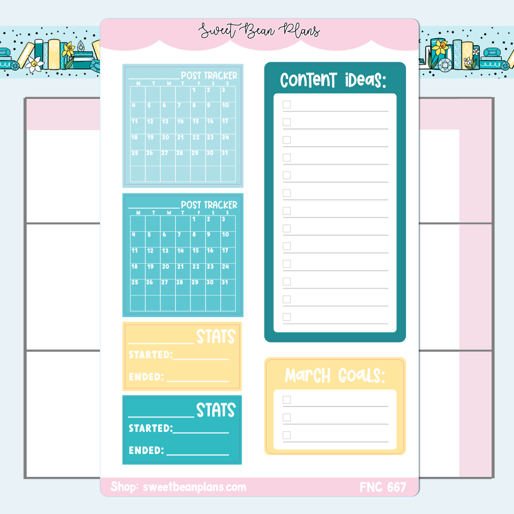 March Social Media Functional Vinyl Planner Stickers | Fnc 667