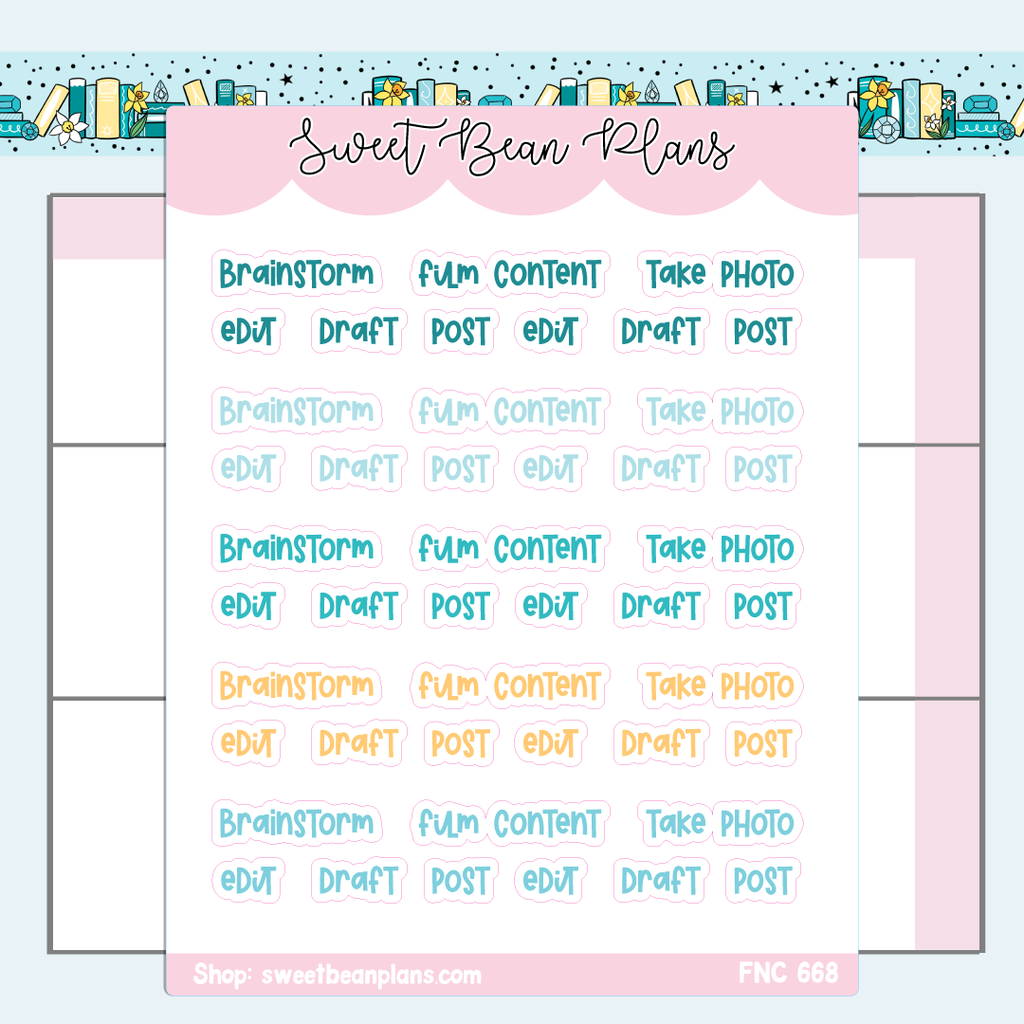 March Social Media Words Vinyl Planner Stickers | Fnc 668