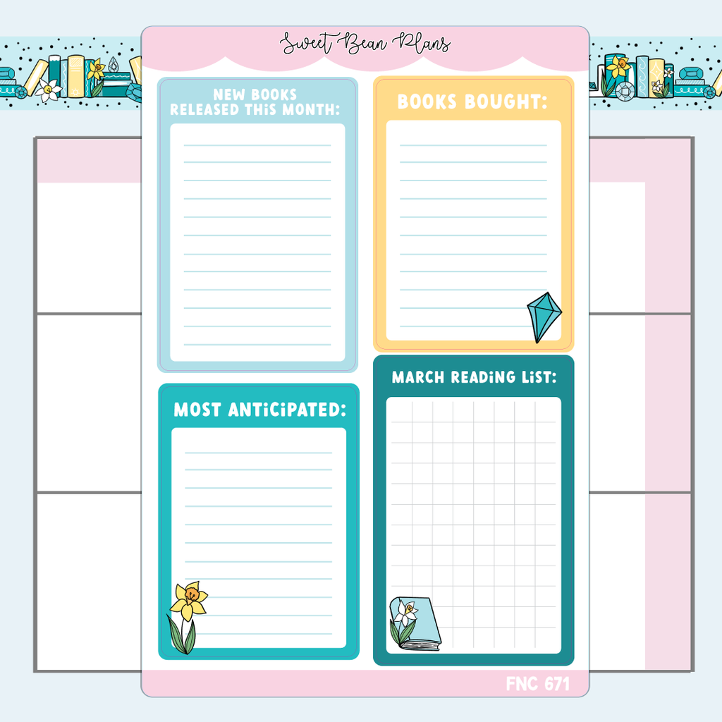 March Reading Functional Vinyl Planner Stickers | Fnc 671