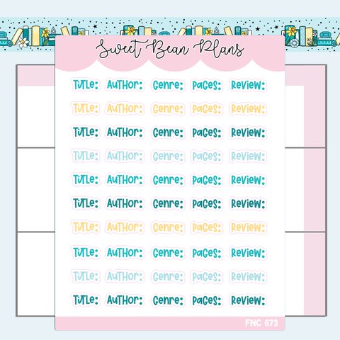 March Reading Words Vinyl Planner Stickers | Fnc 673