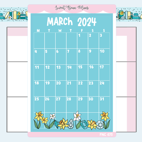 March 2024 Calendar Large Vinyl Planner Stickers | Fnc 675