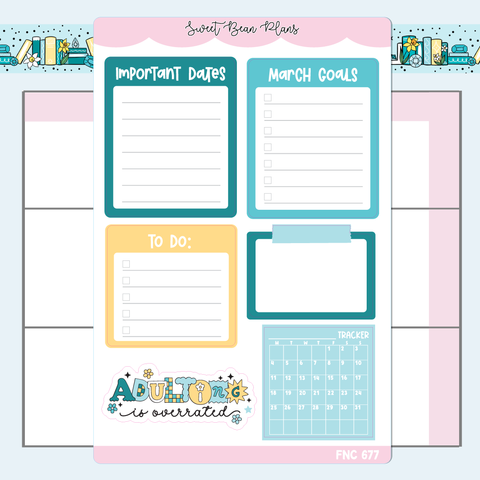 March Functional Vinyl Planner Stickers | Fnc 677