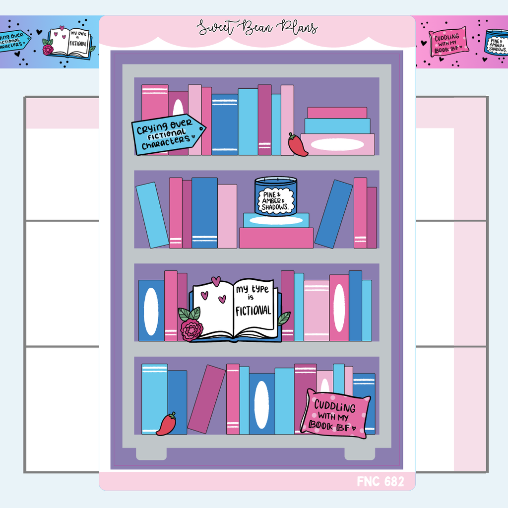 Book Boyfriend Large Bookshelf Vinyl Planner Sticker | Fnc 682