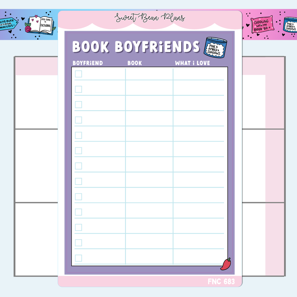 Book Boyfriend Tracker Vinyl Planner Sticker | Fnc 683