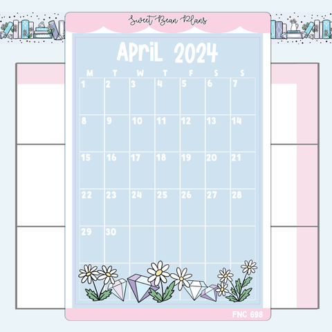 April 2024 Calendar Large Vinyl Planner Stickers | Fnc 698