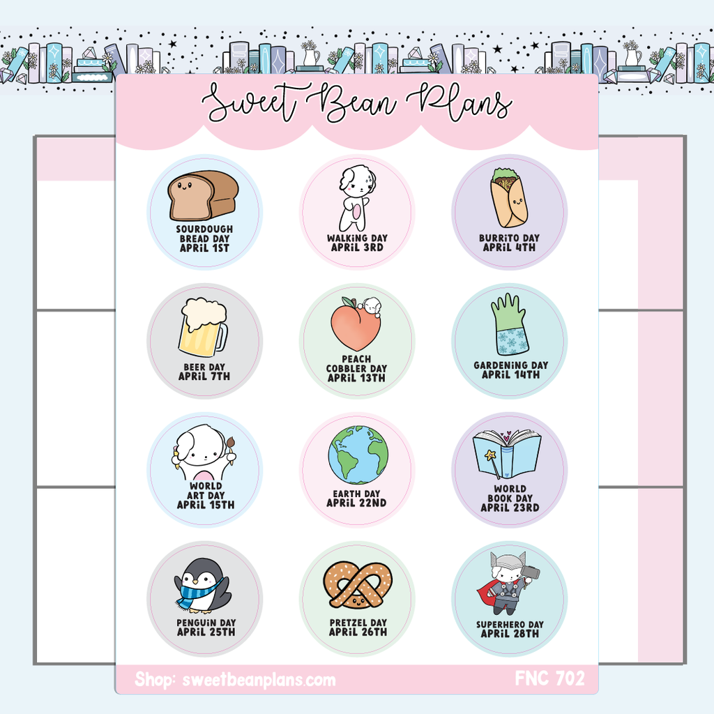 April 2024 Holidays Vinyl Planner Stickers | Fnc 702