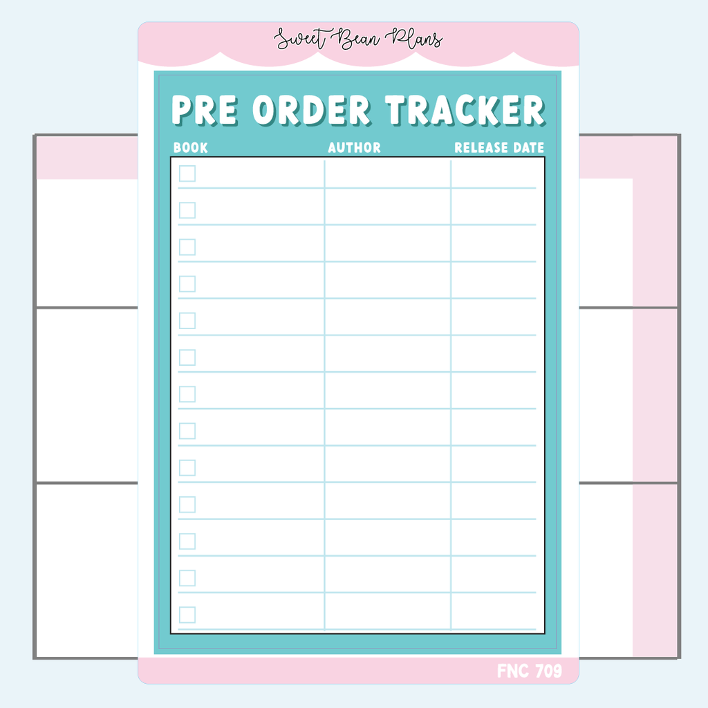 Book Pre Order Tracker Vinyl Planner Stickers | Fnc 709