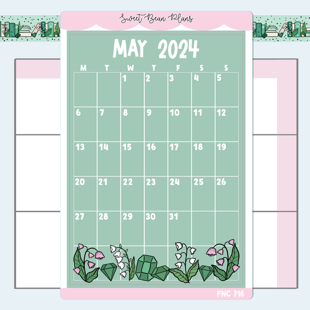 May 2024 Calendar Large Vinyl Planner Stickers | Fnc 716