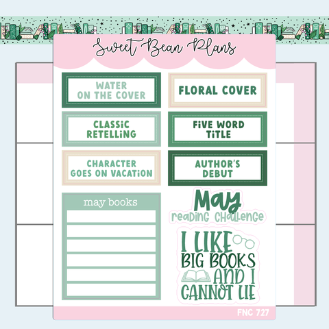 May Reading Challenge Vinyl Planner Stickers | Fnc 727