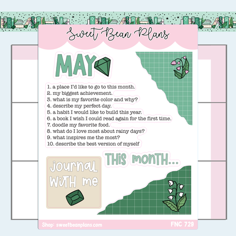 May Journaling Prompts Vinyl Planner Stickers | Fnc 729
