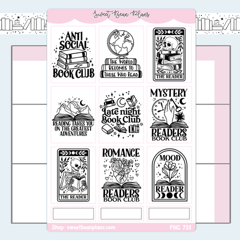 Color Your Own Bookish Full Boxes P1 Vinyl Planner Sticker | Fnc 733