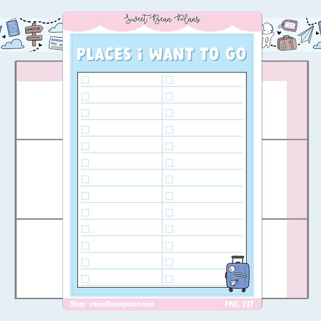 Places To Travel Large Functional Vinyl Planner Sticker | Fnc 737