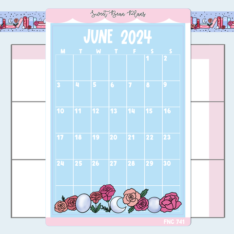 June 2024 Calendar Large Vinyl Planner Stickers | Fnc 741