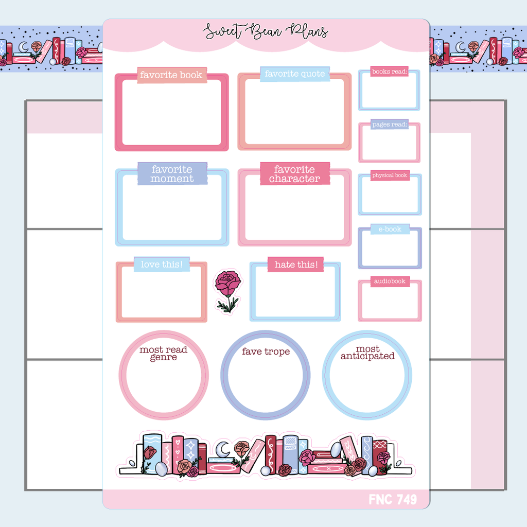 June Reading Favorites Vinyl Planner Stickers | Fnc 749