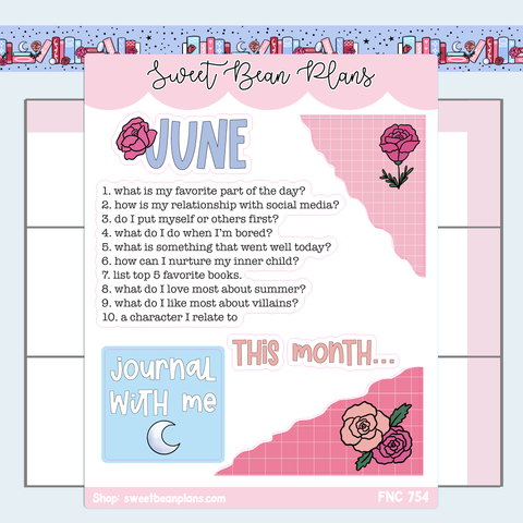 June Journaling Prompts Vinyl Planner Stickers | Fnc 754