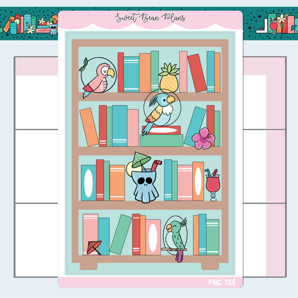 Tiki Bookshelf Large Vinyl Planner Sticker | Fnc 755