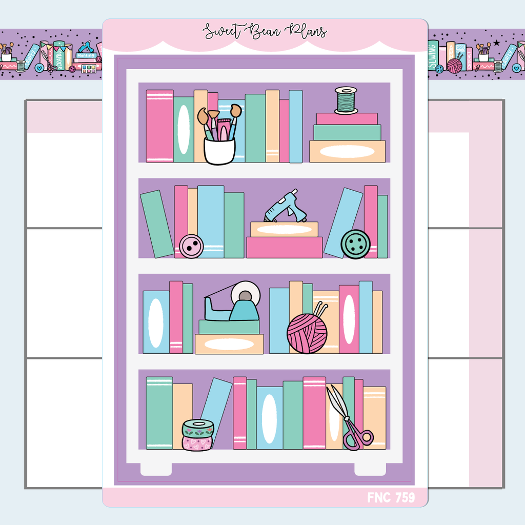 Crafty Bookshelf Large Vinyl Planner Sticker | Fnc 759