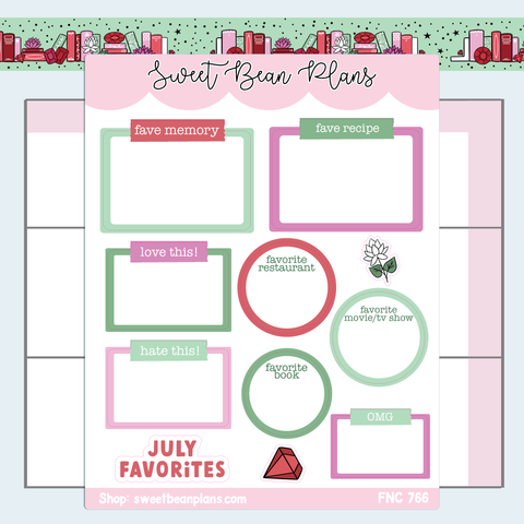 July Faves Vinyl Planner Stickers | Fnc 766