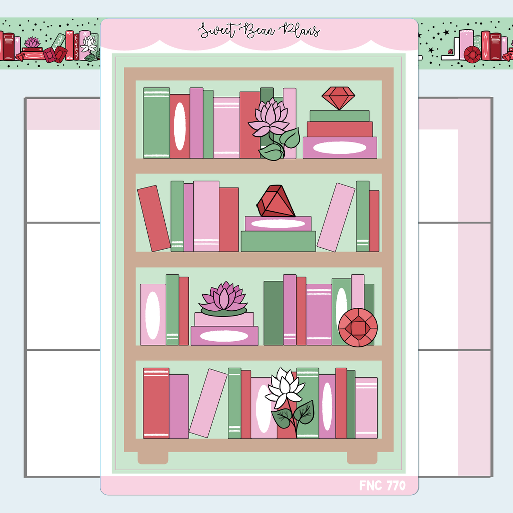 July Bookshelf (2024) Large Vinyl Planner Stickers | Fnc 770